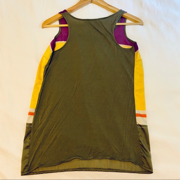The Limited Mixed Media Tank - Olive/Gold/Fuchsia - Picture 2 of 3
